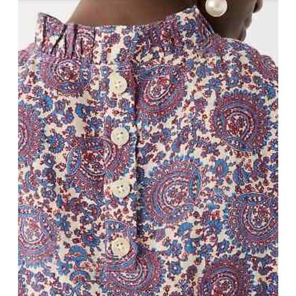 J.crew L purple linen floral Fleur Blouse - Picture 2 of 6
